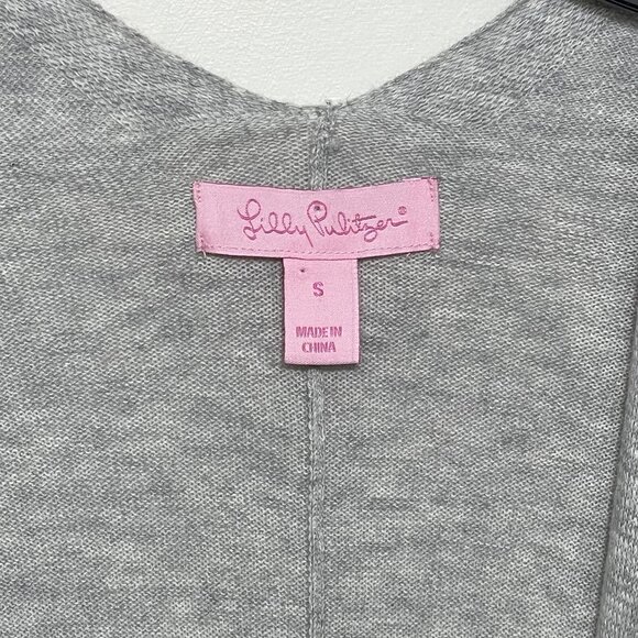 Lilly Pulitzer Colina Cardigan Fringe Sweater in Heathered Swordfish Gray Size S - Picture 6 of 11